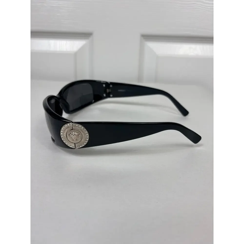 Versace Sunglasses Black Silvercoin Medusa Swarovski Crystals